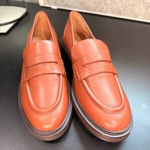 Madewell Women's Leather Loafers in Rust Brown